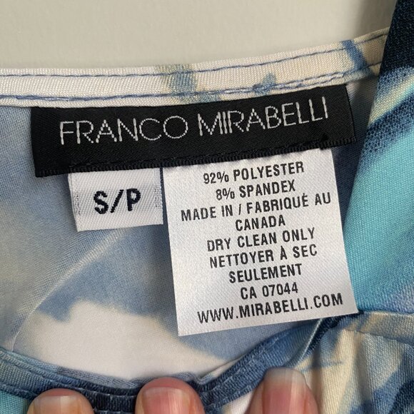 Franco Mirabelli Assymetrical Sleeveless Stretch Blue Tank Carly top Size S - Picture 5 of 5